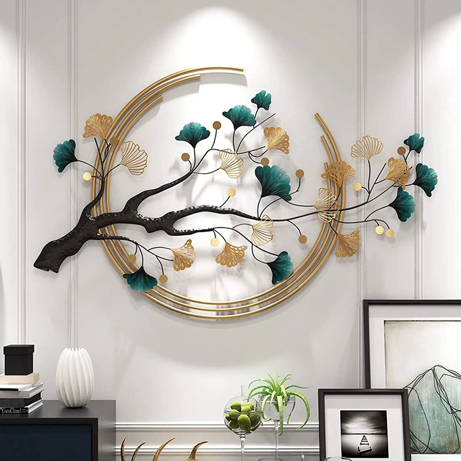 Top Selling 3D Ginkgo Leaf Metal Wall Art Hanging Luxury Decor Large Nature Art Decorative Modern Wall Mounted Sculpture Gifts