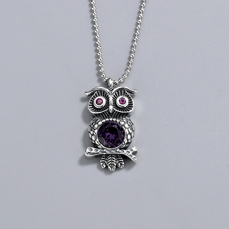 Lerca Factory Price High Quality Dropship Antique Jewelry 925 Sterling Silver CZ Owl Pendant Necklace