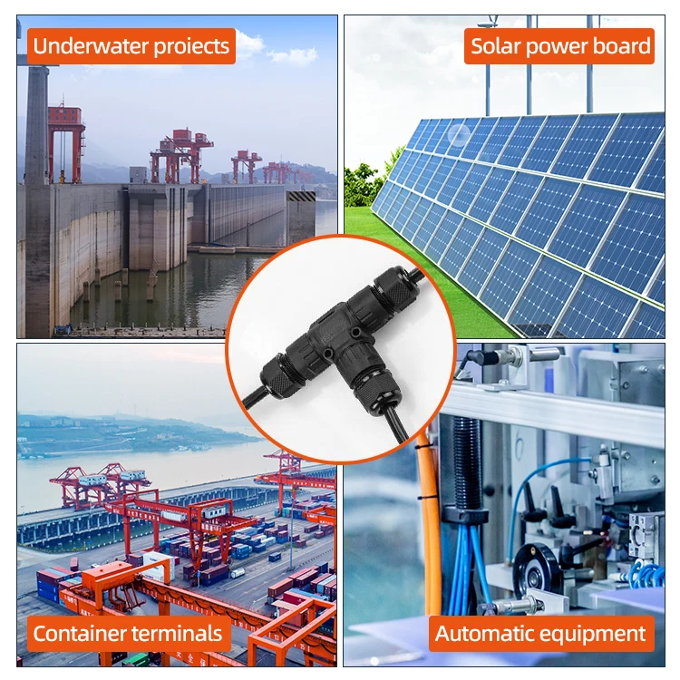 E-weichat 2/3/4 PIN T Shape Wire Connector IP68 Waterproof External Electrical Power Cable Connector, M20T Easy Installation