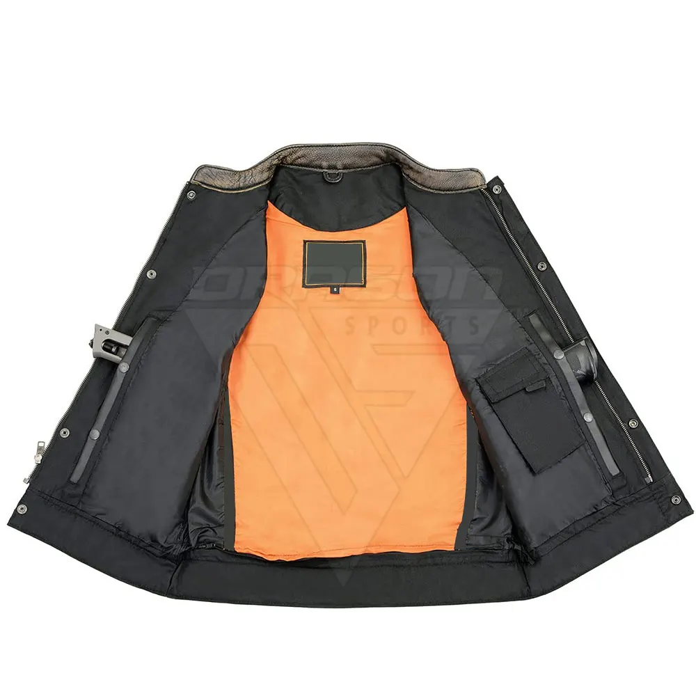 Plus Size Fashionable Sleeveless Men Leather Vest Motorbike Leather Vest For Men Cowhide Leather Waistcoat