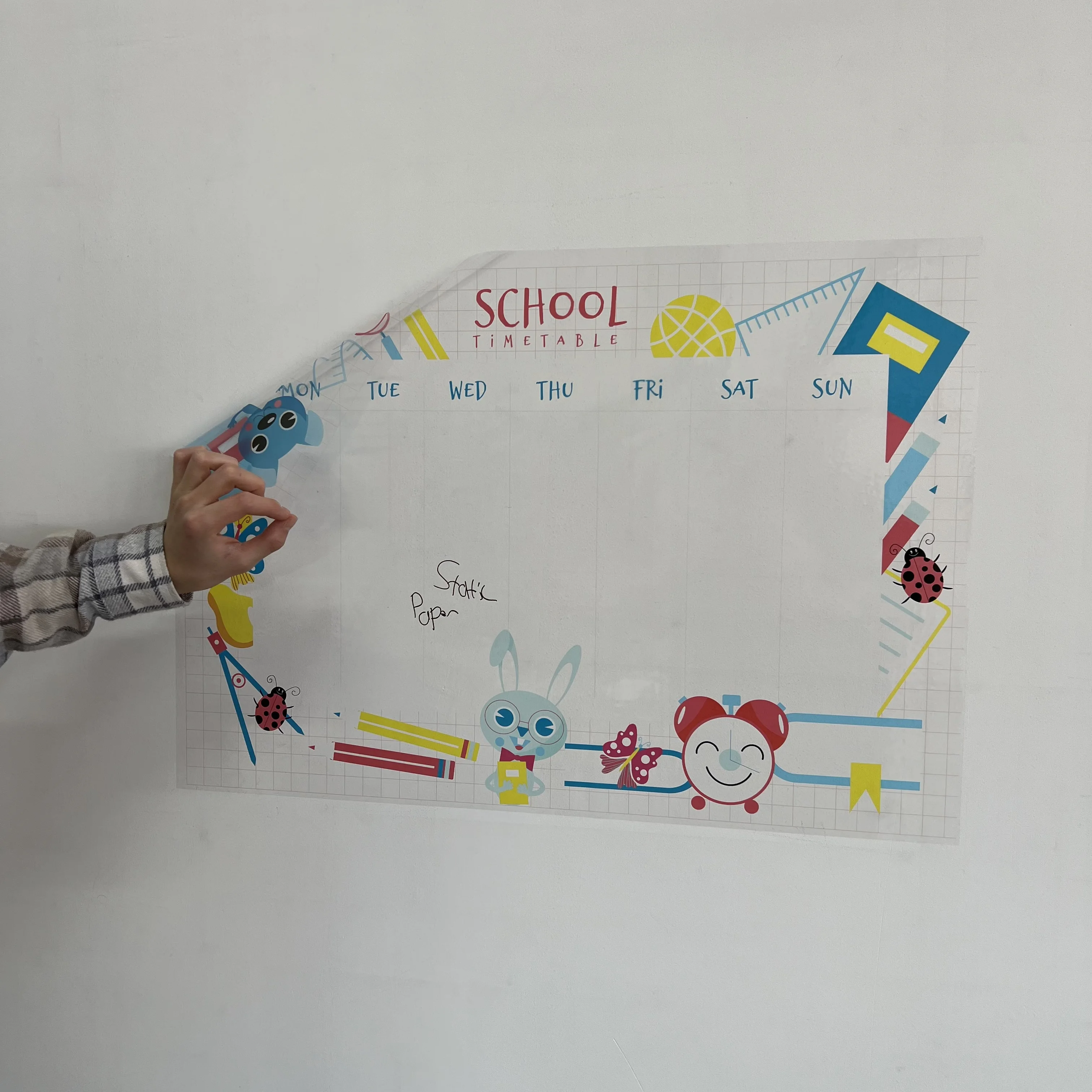 Dry Erase Lesson Planner for Students Reusable Durable Polystyrene Material Holds The Surface With Static Electricity