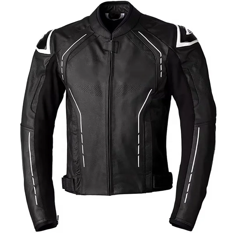Black Leather Quality Motorcycle Jacket Men Biker  Motorcycle Racer Leather Jacket Real Genuine Leather Racing