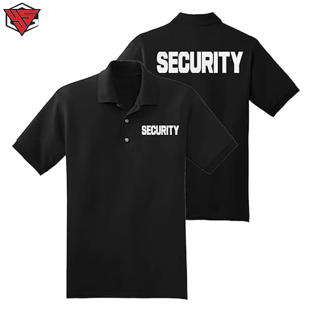 Security Safety Guard Staff Unisex Polo T-Shirt One/Two Sided American Flag on Arm Big Sizes Event Security Safety