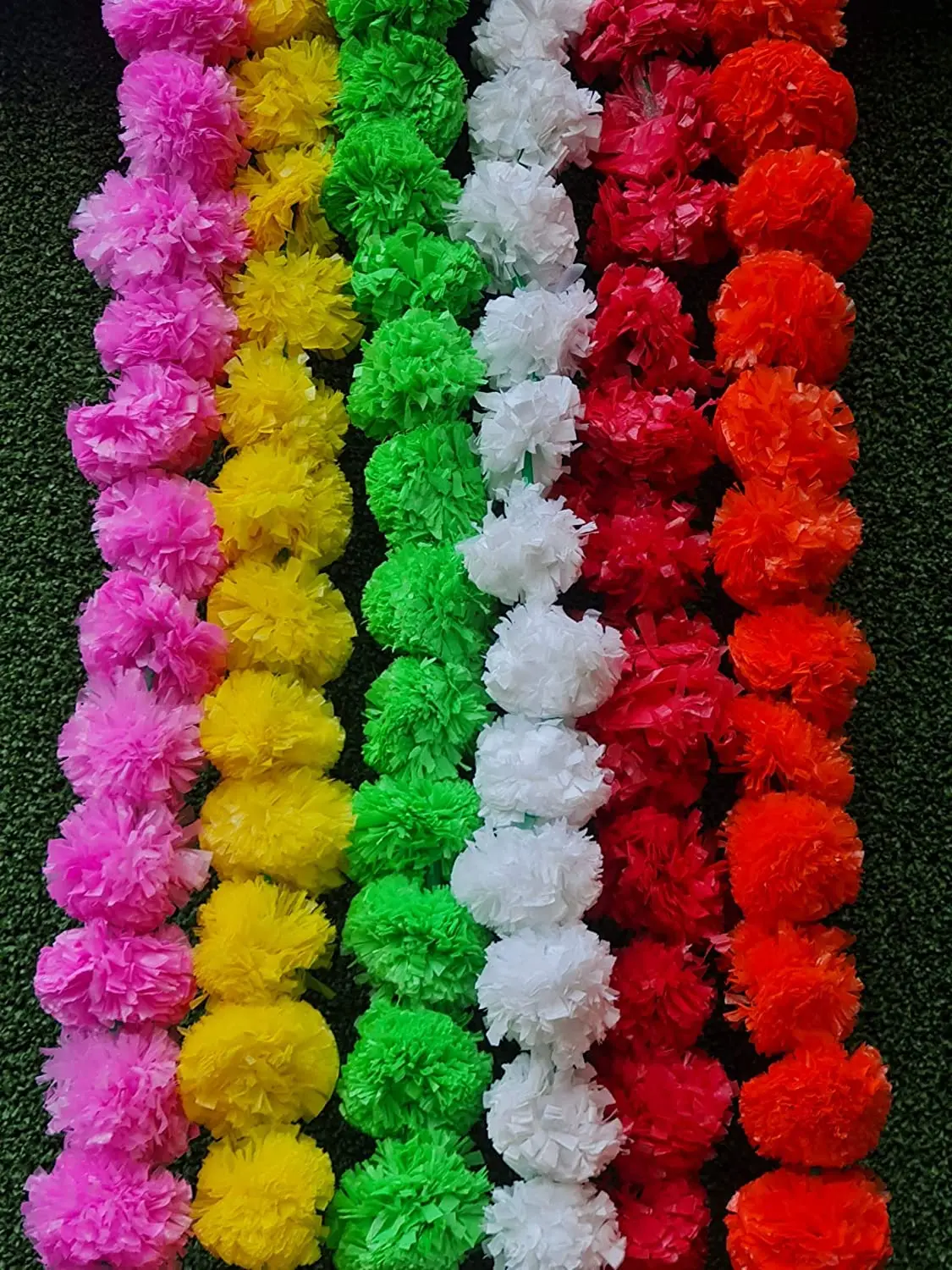 Artificial Mixed Marigold wholesale flower garlands 5 ft long use in parties, celebrations, Indian weddings themed