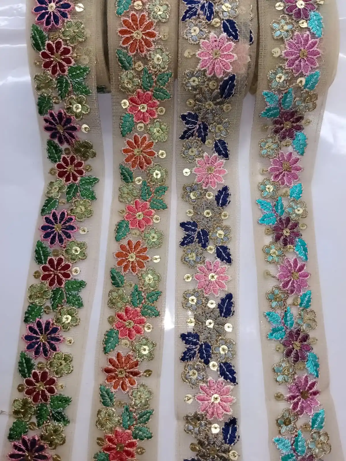New Arrival High Quality Multi Color Polyester Embroidery Tulle Net Chemical  Lace Trim Flower Lace Hot Sale