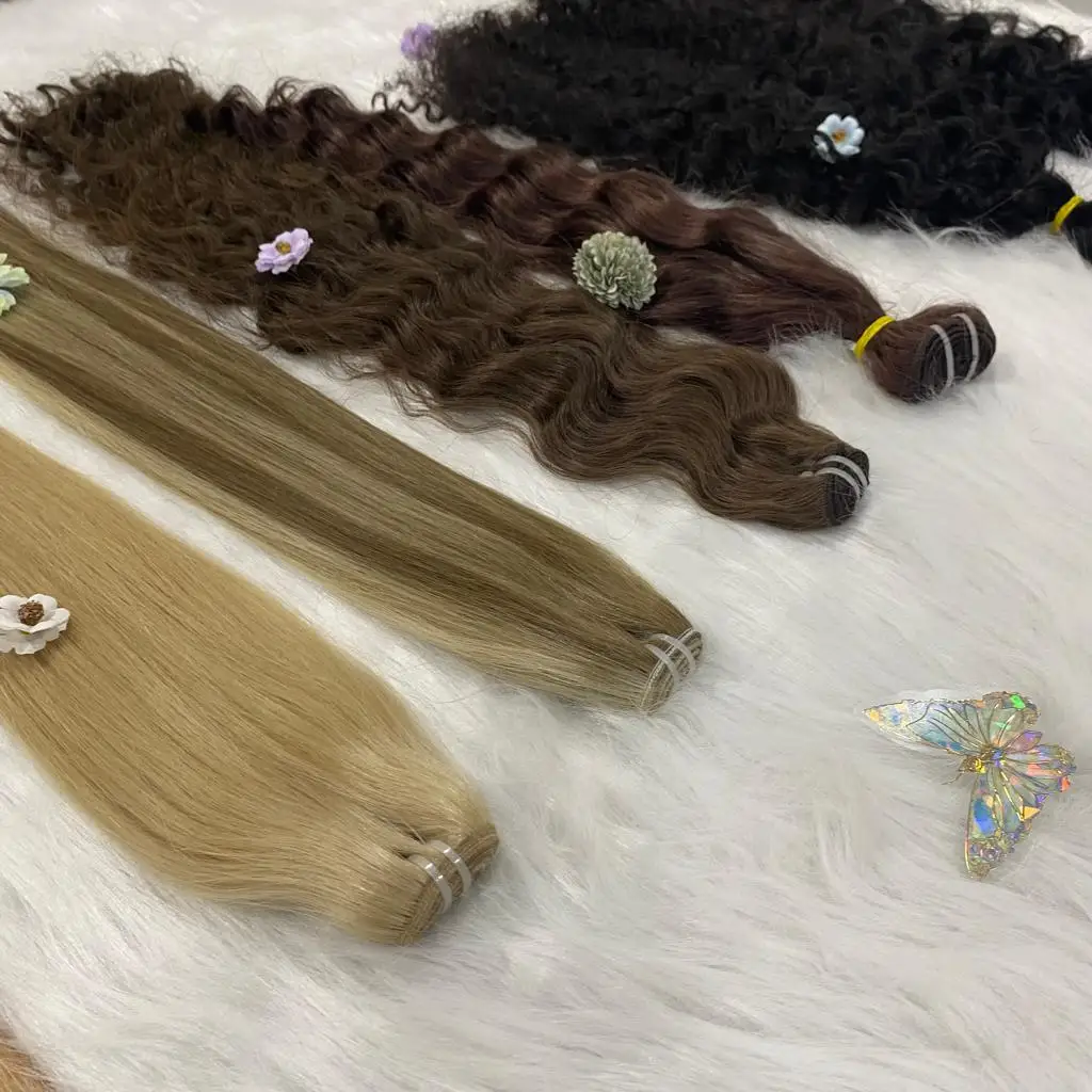 Best sale 2024 Russian style European market top genius weft hair real human hair high quality hair extensions factory wholesale