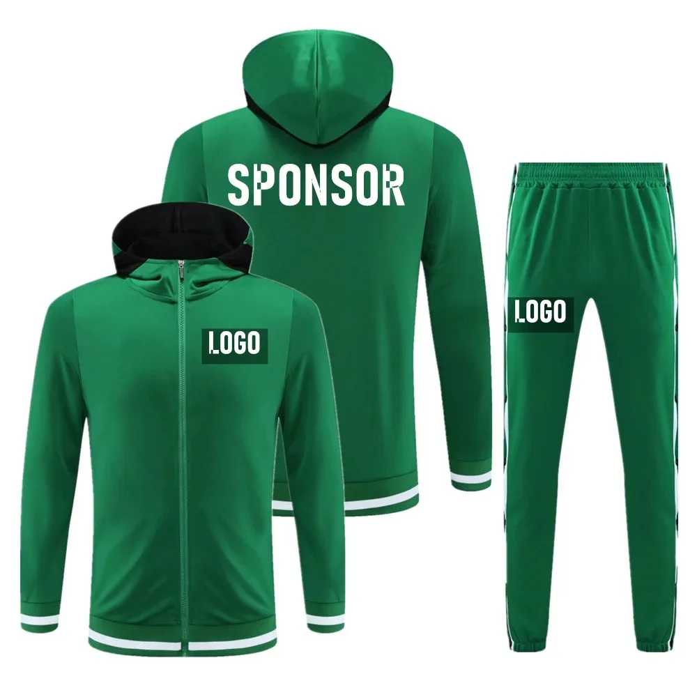 Adult Basketball Tracksuit Debut Zip Hooded Jackets Side Buttons Pants Basketball Training Suit Athletics Running Coat Trousers