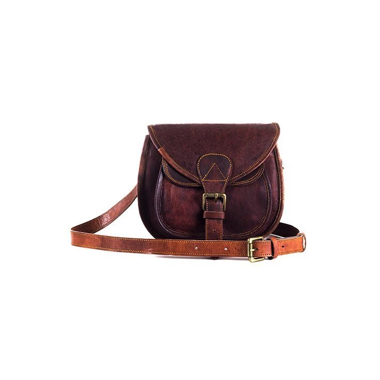 Sling Bags For Women Indian Vintage Handmade Genuine Buffalo Leather Unisex Sling Leather Messenger Bag For Sale