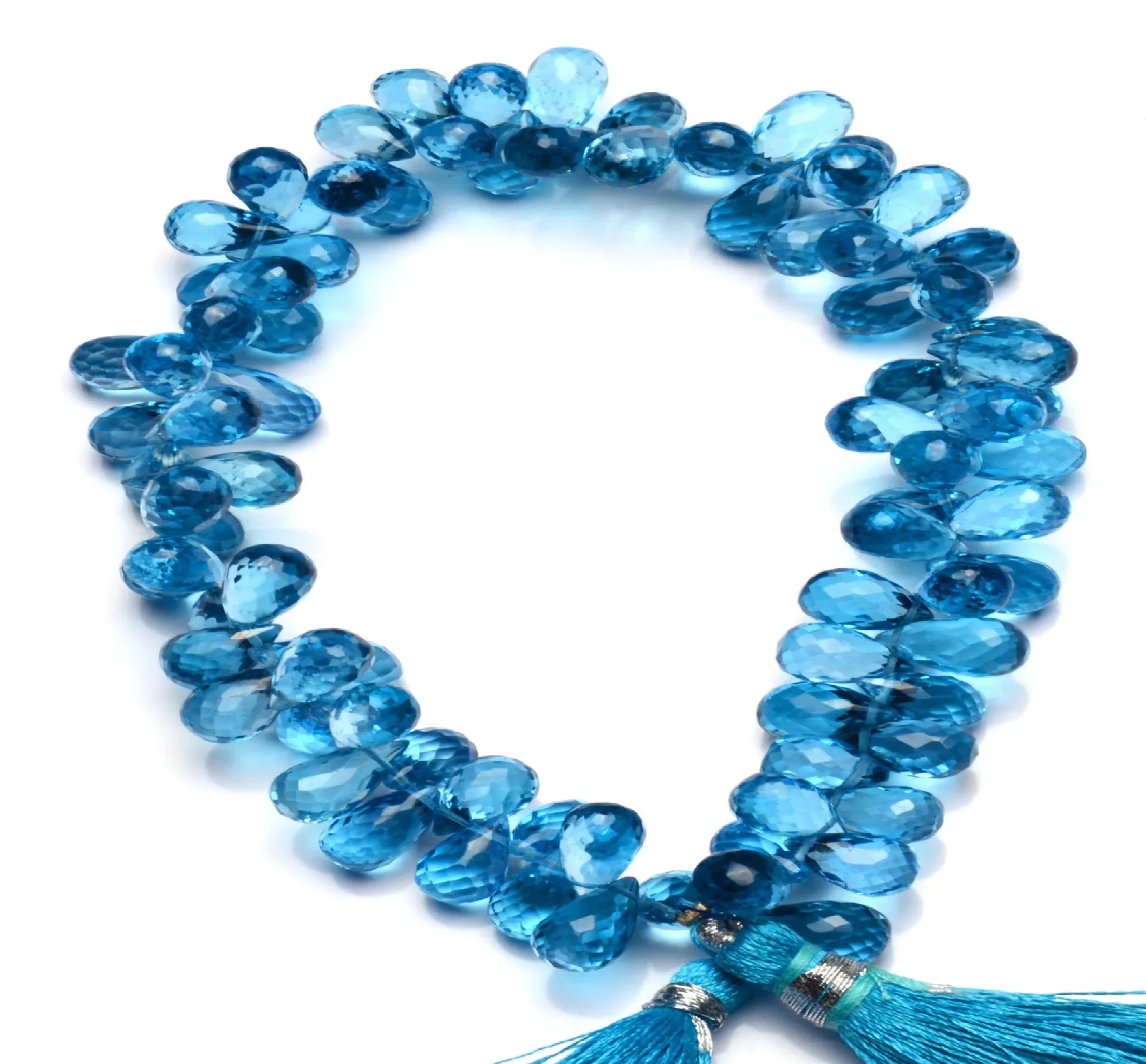 Natural Gemstone Swiss Blue Topaz Teardrop Shape Briolette Stone Beads