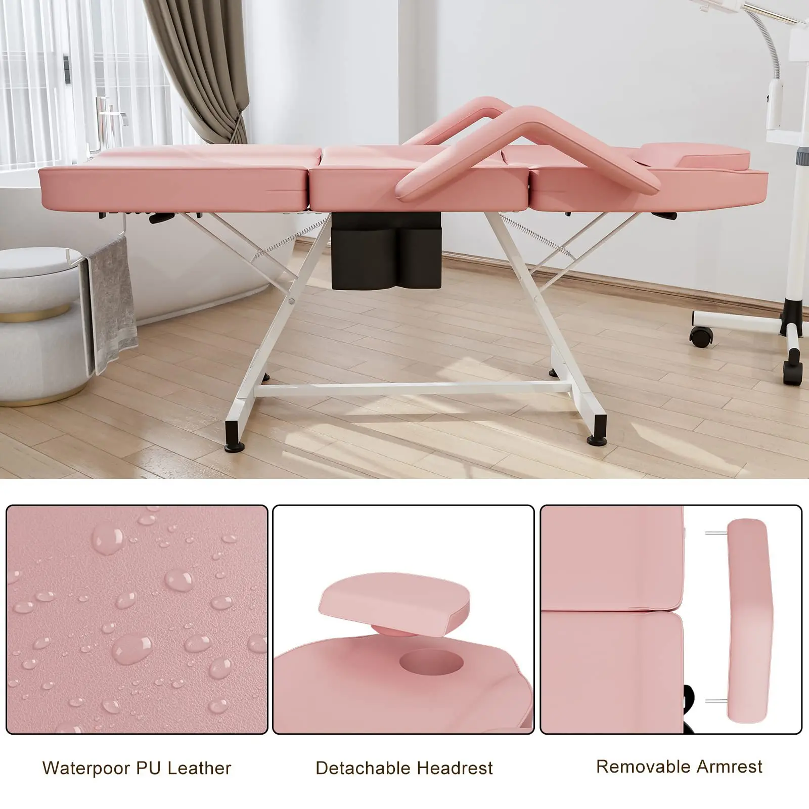 Wholesale Hot Sale Beauty Salon Shop Equipment Adjustable Portable Leather Massage Table