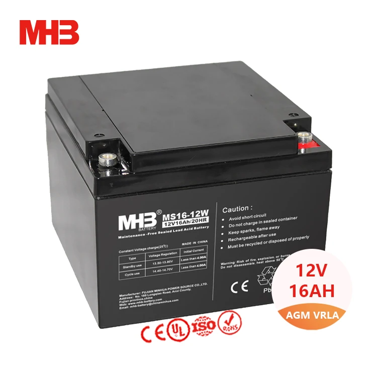 Mhb MS16-12W Ups Agm E Bike Batterie Solar Lead Acid 12v 16ah Battery for UPS Medical Equipment