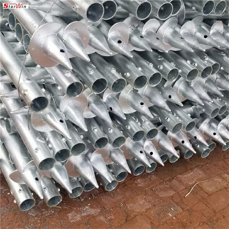 Open Field Hot Dip Galvanizing Steel Pipe Anchor Otter No Dig Ground Screw