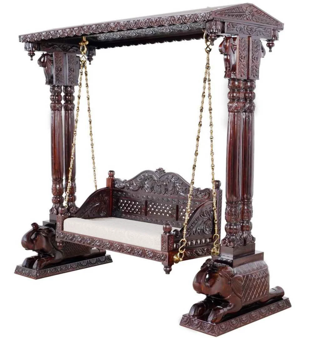 Wholesale High Quality Modern Luxury Vintage Antique Royal Living Home Furniture Wooden Carved Traditional Patio Swings / Jhula