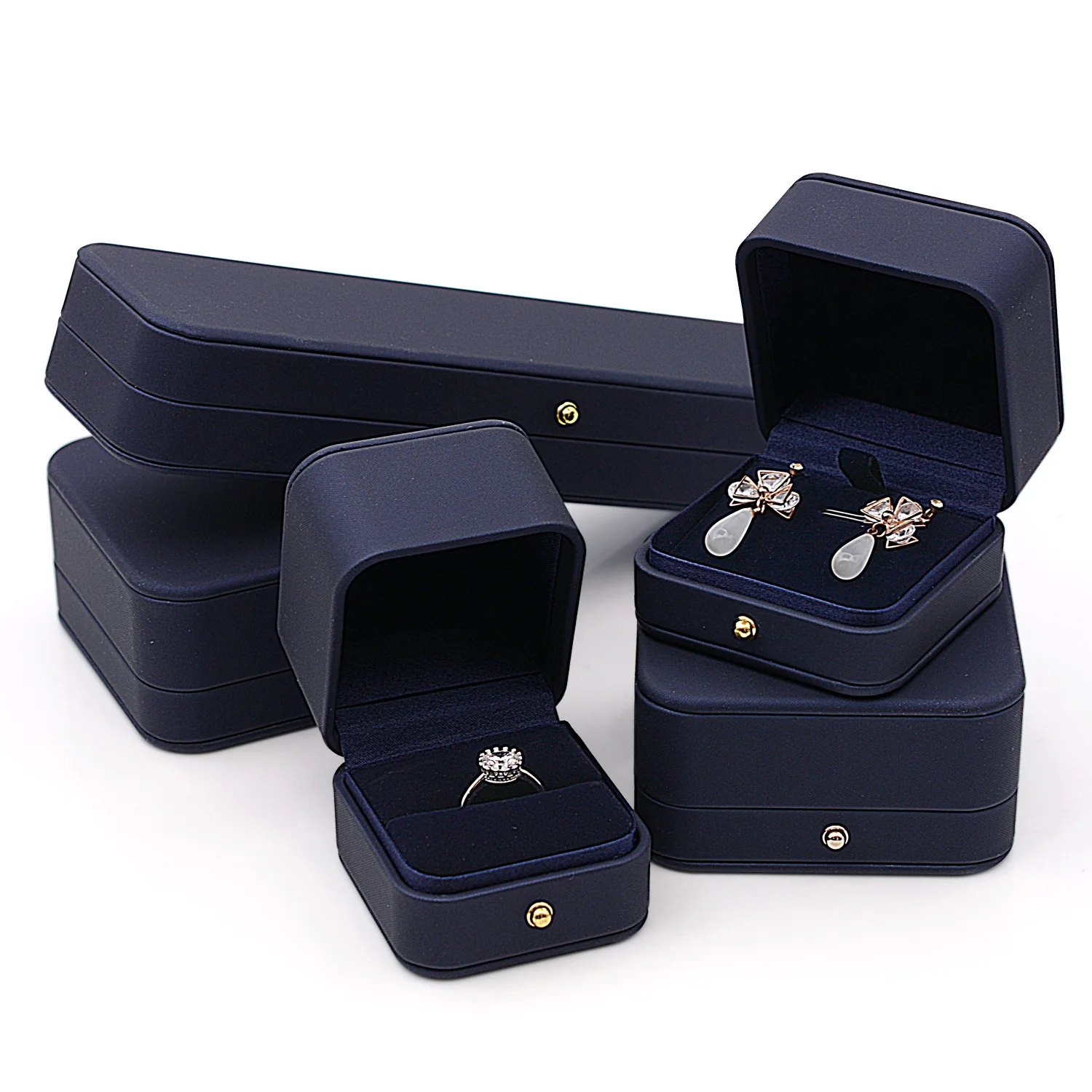 High End Custom PU Leather Ring Pendant Bracelet Jewellery Boxes Packaging Jewelry Box
