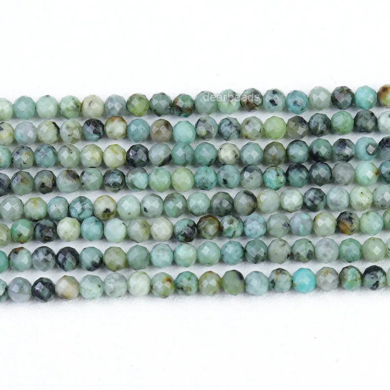 Small Faceted Natural African Turquoise Stone Bead Strands, Cut Gemstone Beads For DIY Jewelry Making 2 3 4mm, 38cm