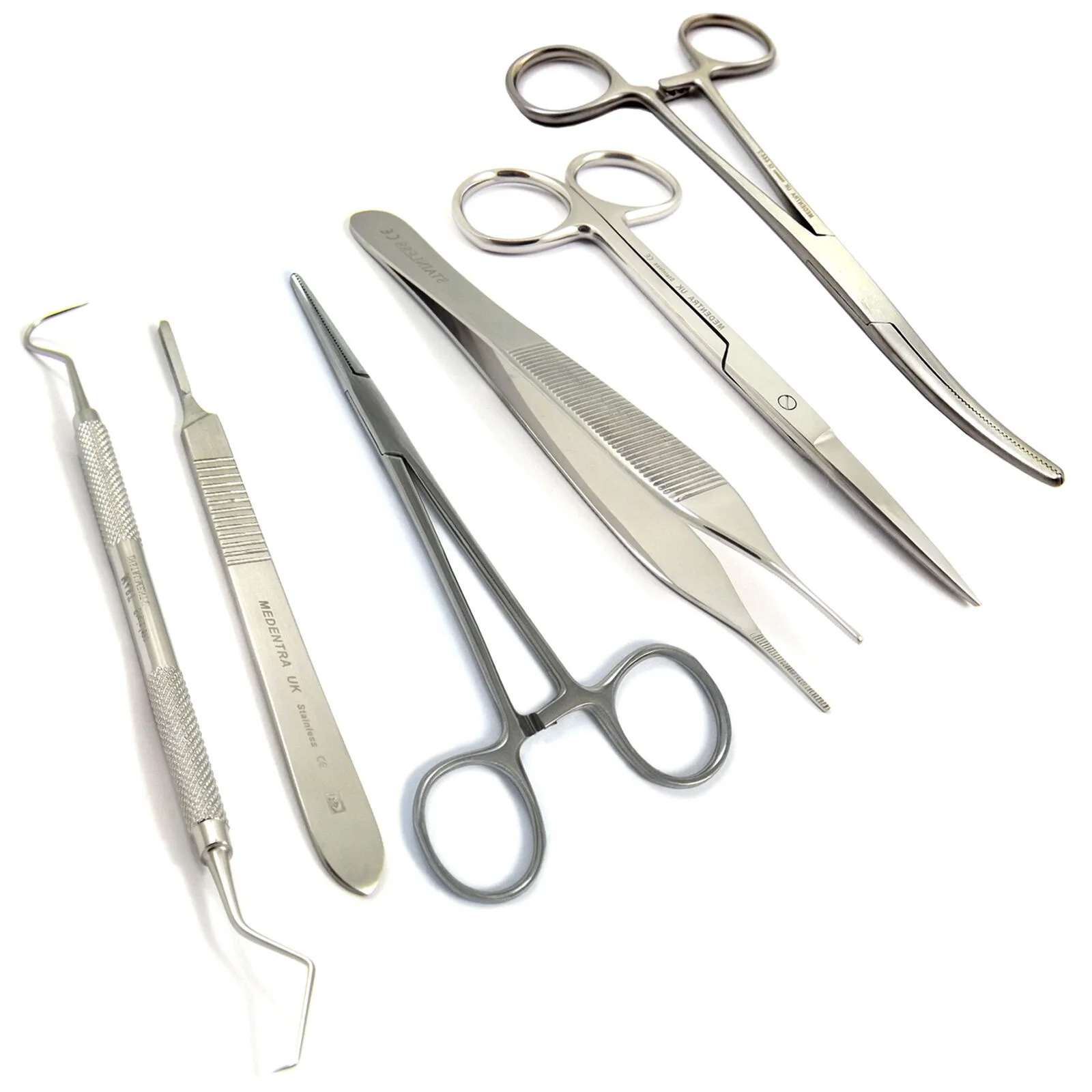 Medical Grade Basic General Surgery Dissection Kit Steel Needle Holders Scissor Probe Tweezers Dental Diagnostic Anatomy Tools