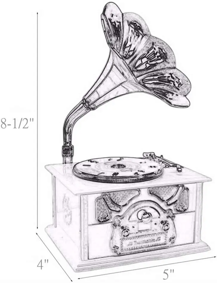 Классическая музыкальная шкатулка Gramophone для косметики и украшений дома