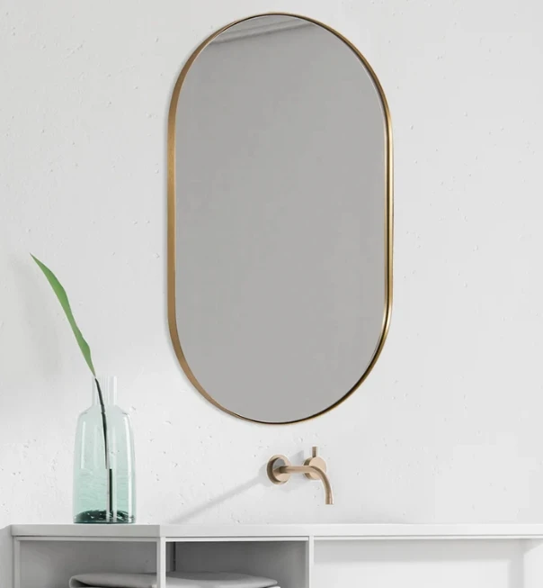 Apartment BSCI factory gold oval black modern wall decorative mount mirror
