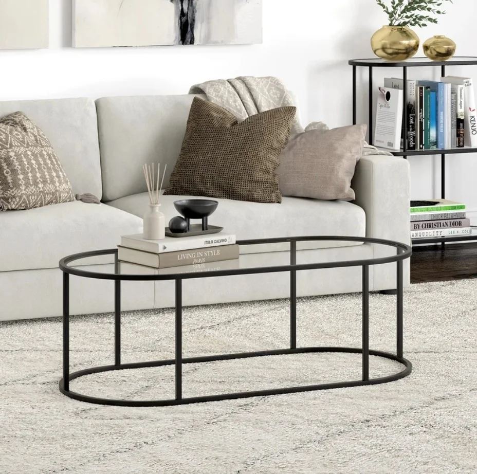 High Quality Large Oval Shape Coffee Table with Oval Glass Top for Living Room And Hotel at Best Price