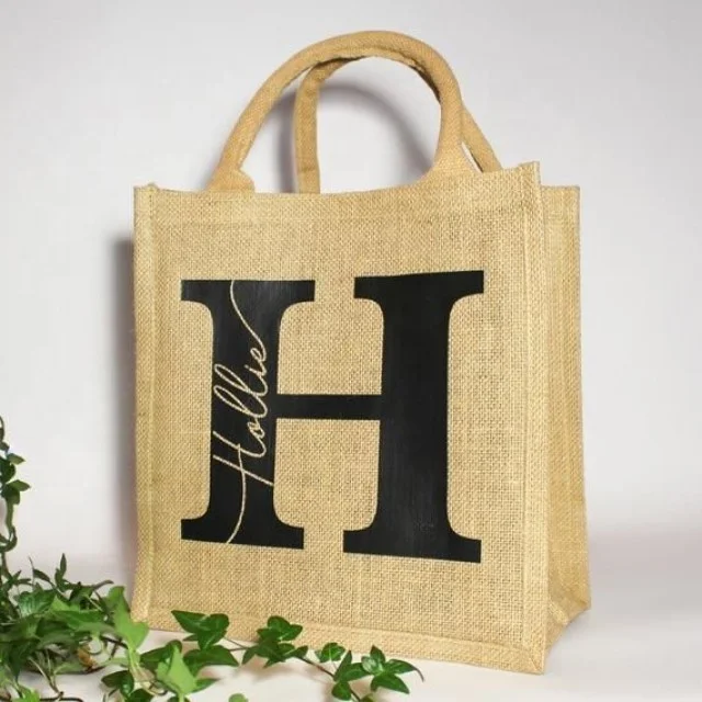 jute shopping bags with logos jute shopping bag with handle Wholesale Promotional Drawstring Printed Tote Grocery Coffee Cosmet