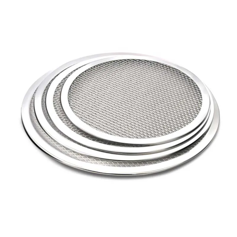 Manufacturer production custom aluminum cookware plate mesh pizza screen Pizza Pan