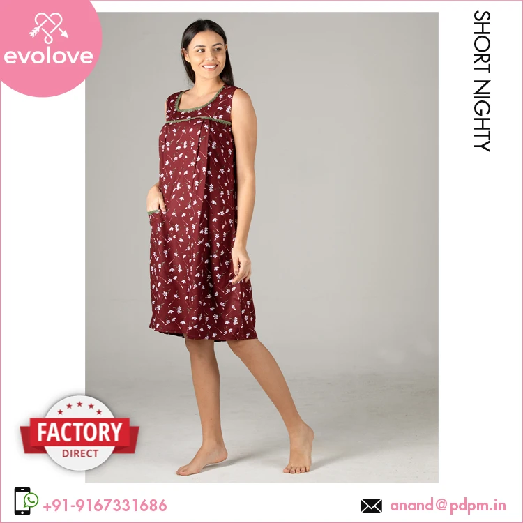 Wide Product Range of 100% Cotton Made Short Nighty Sleepwear Long T-shirt Nightshirt for Ladies for Bulk Buyers