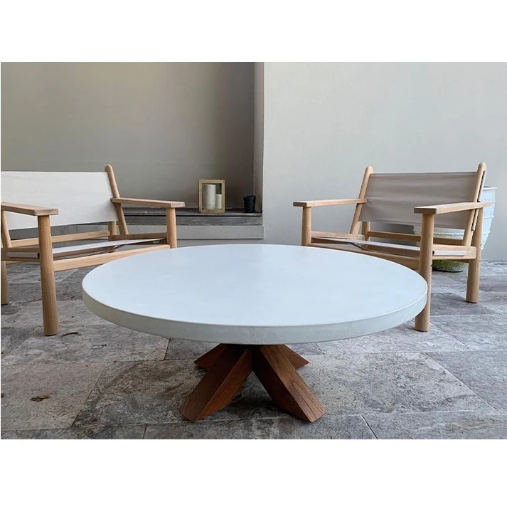 Modern round Cement Side Tables for Outdoor Dining Highly Durable and for Home Garden Hotels and Schools Factory Direct