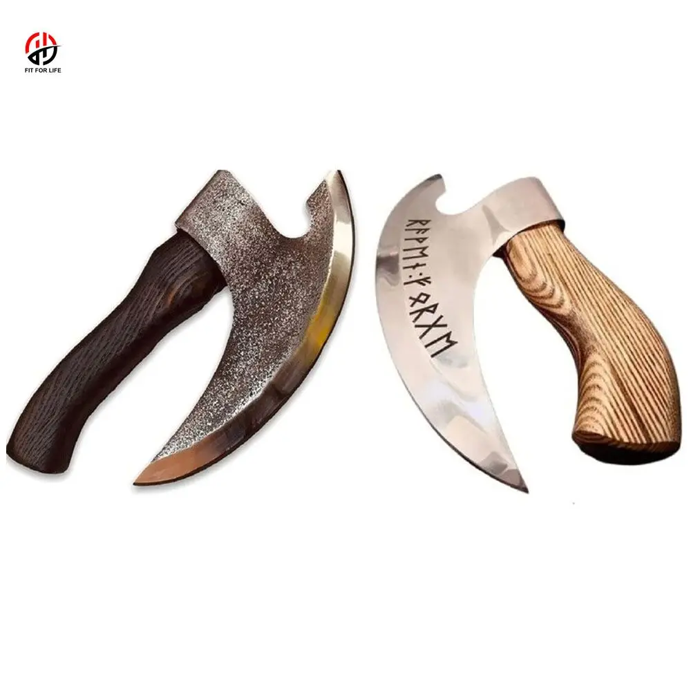 Hot selling slicer Hand forged Original Viking pizza Axe With Leather Sheath