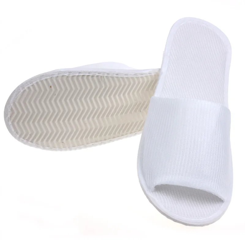 Oem Custom Wholesale Spa Guest Comfortable Sponge Slippers Four Season White Flat Slide Open Toe Hotel Disposable Slipper