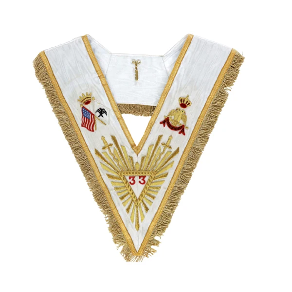 Masonic Blue Lodge 14th Degree Collars Masonic officers collar deputy Collar made from moire ribbon White back Width