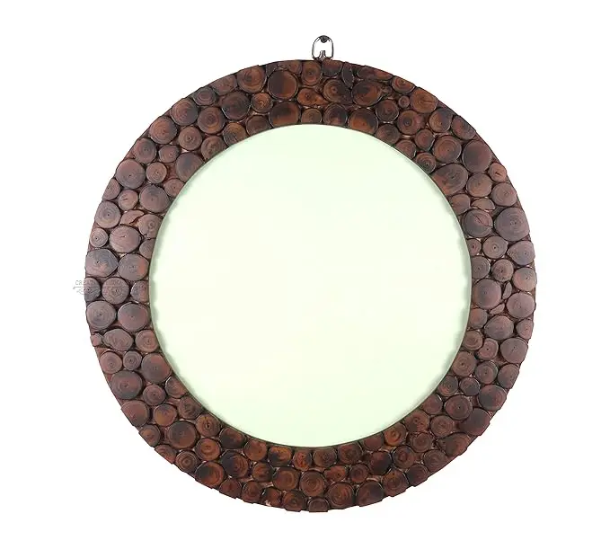 Modern Luxury Design Wood Wall Mounted Mirror Simple Design Customized Shape and Size Wood Mirror From India