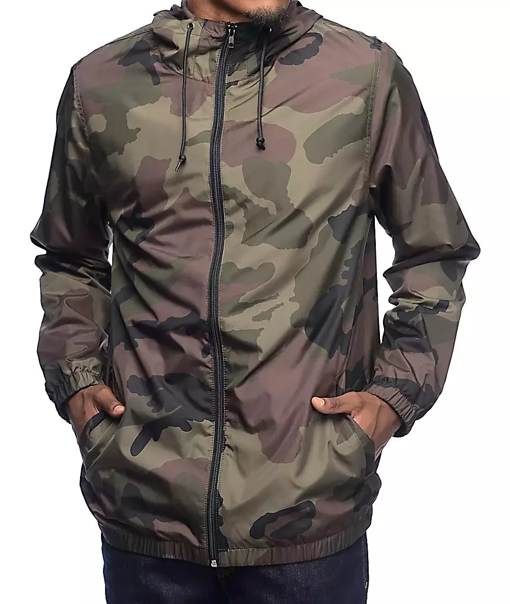 Custom Cut and Sew Camo lined training windbreaker jacket men Polyester waterproof custom sublimation printed windbreaker