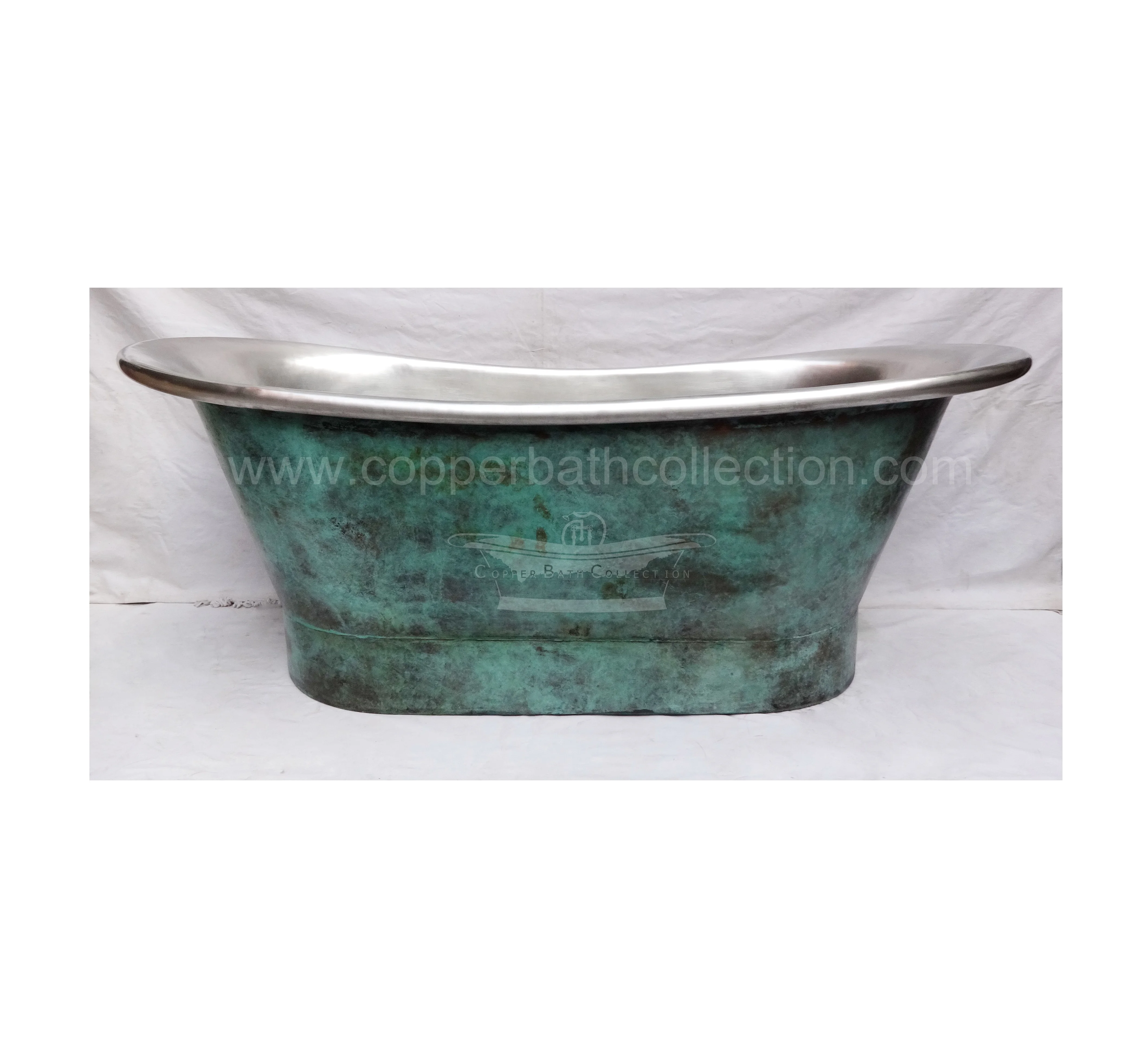 Ванночка ручной работы из оловянной меди Verdigris-роскошная отдельно стоящая Ванна из меди Bateau