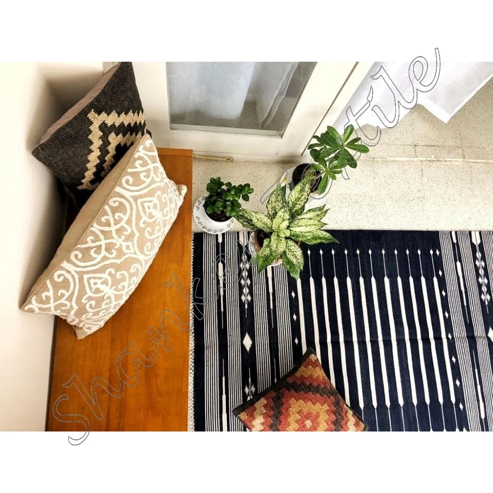 Cotton Boho Throw Rug Luxury Hand Knotted Rugs Living Room Carpet Vintage Moroccan Rugs Made In India