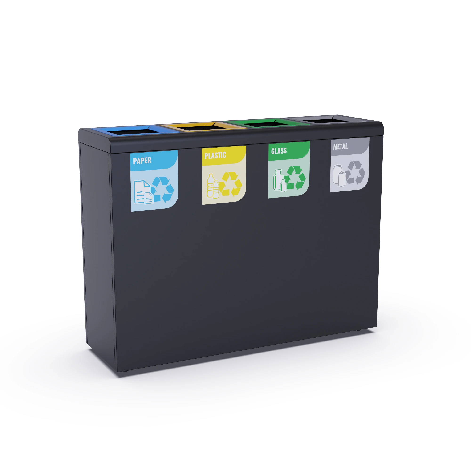 Lapya  4-compartment paper, plastic, glass, metal waste dustbin elegantly designed and easy to use recycling bin