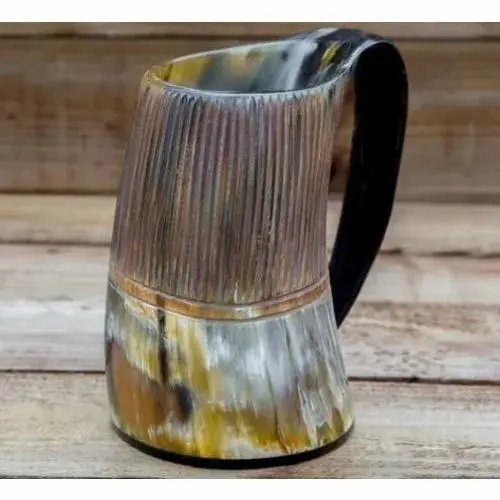 Top quality highly polished Handcrafted viking carving drinking horn mug for wine and beer made with Natural horn from India