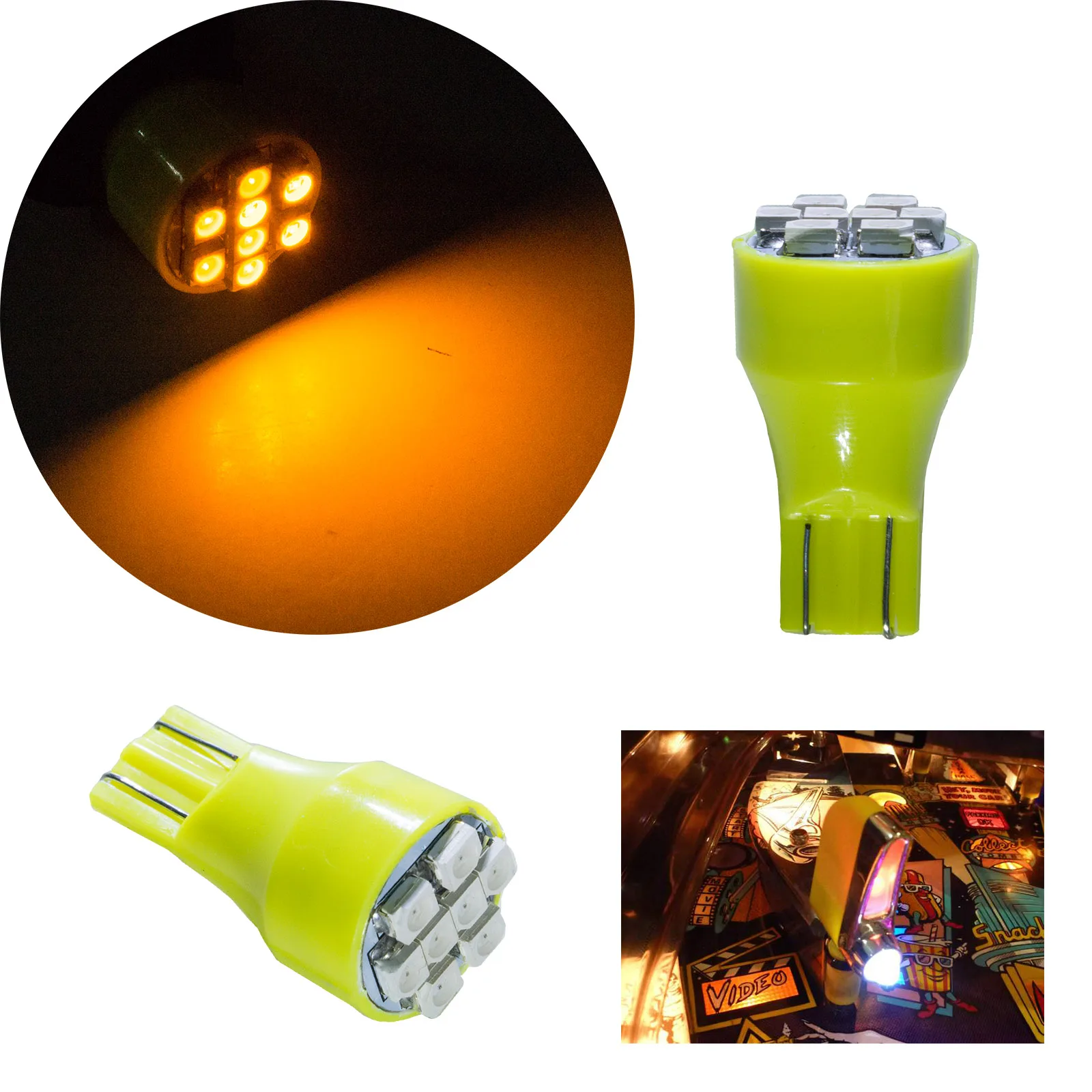 Светодиодные лампы 8SMD T10 194 168 W5W 3020 светодиод для пинбола светодиодный станок 6 3 В красный желтый белый (3000 ~ 9000k) синий зеленый фиолетовый