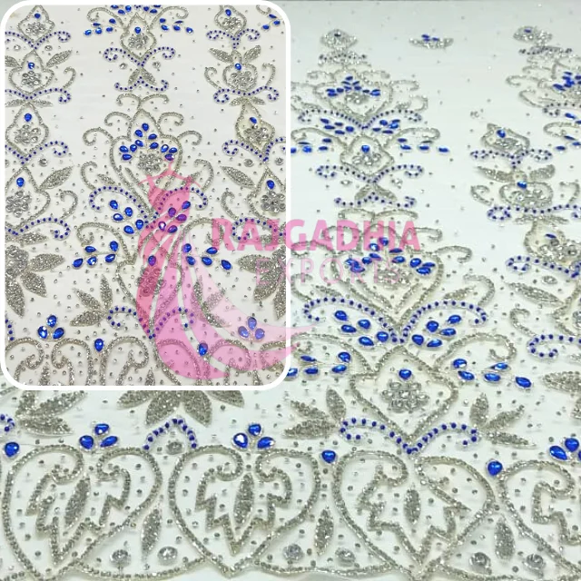 Beaded Lace Fabric Lace Top Quality beaded fabric Lace Embroidery Fabric For wedding moment girl and women