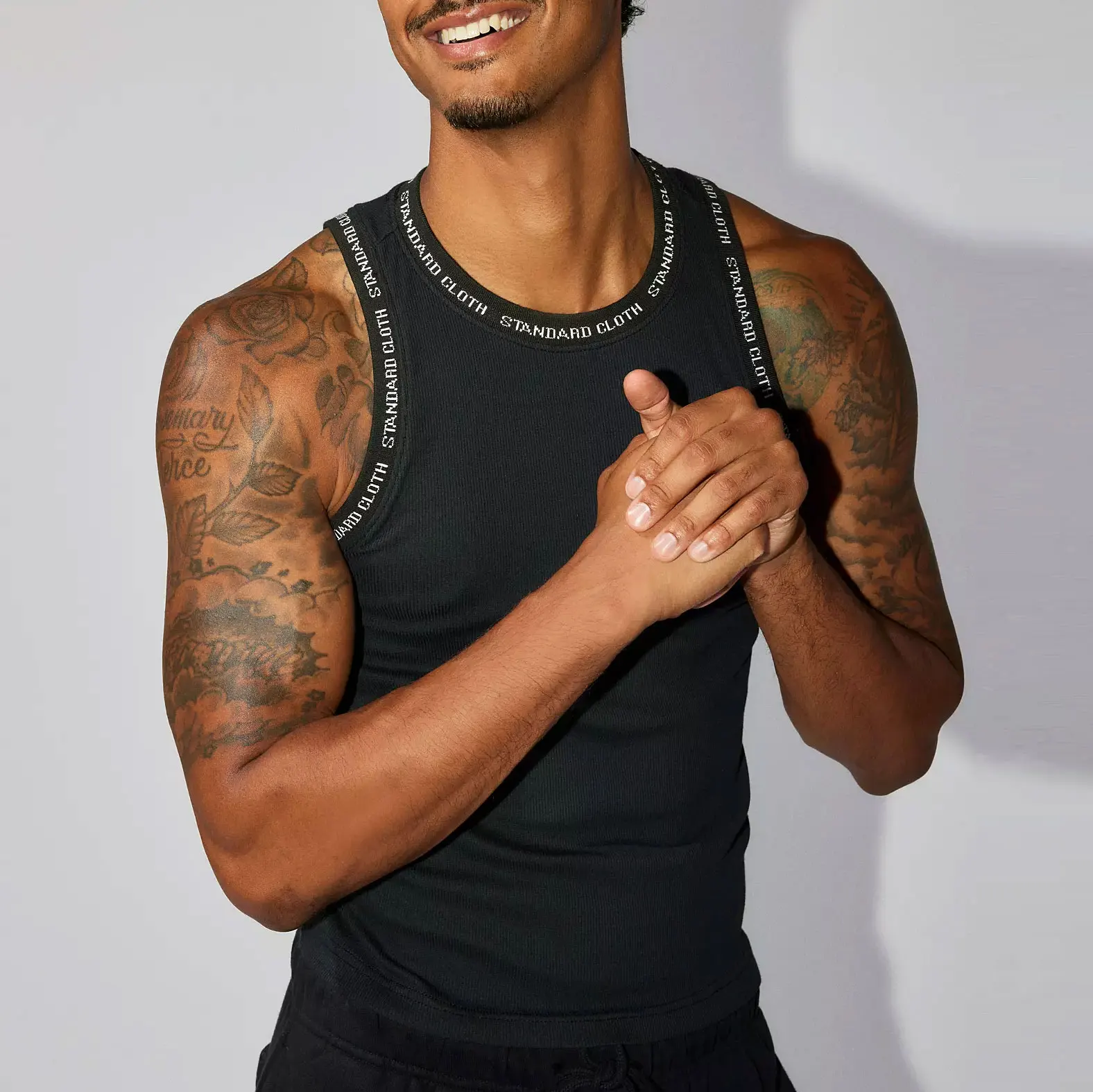 Custom Standard Cloth Logo White Cotton Men Cop Stringer Running Gym Rib Tank Top