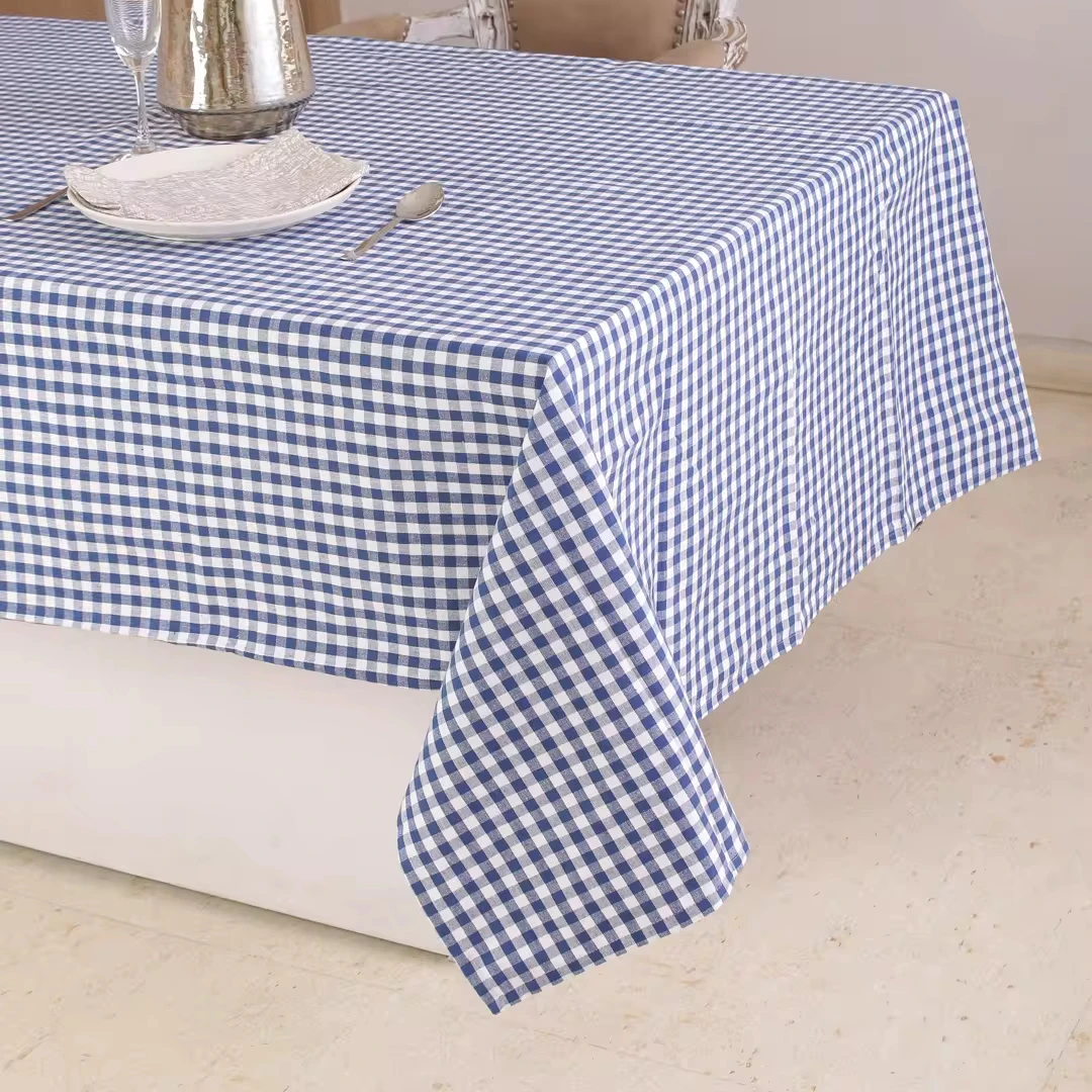 100% Cotton Table Cloth Checked - Blue
