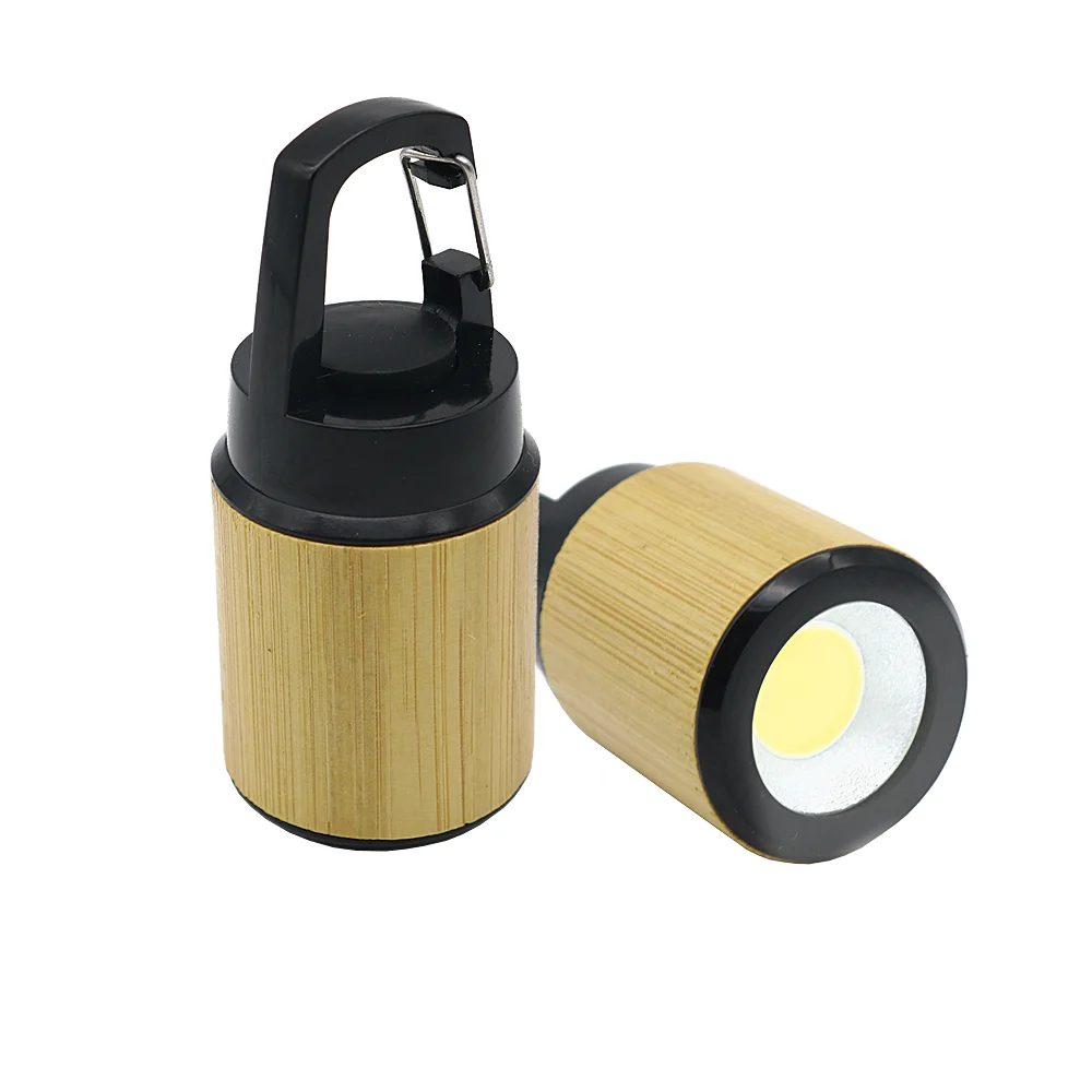 Bamboo Mini COB Portable Pocket Waterproof Rechargeable Led Keychain Light Flashlight Key Chain Camping Flashlights Torches