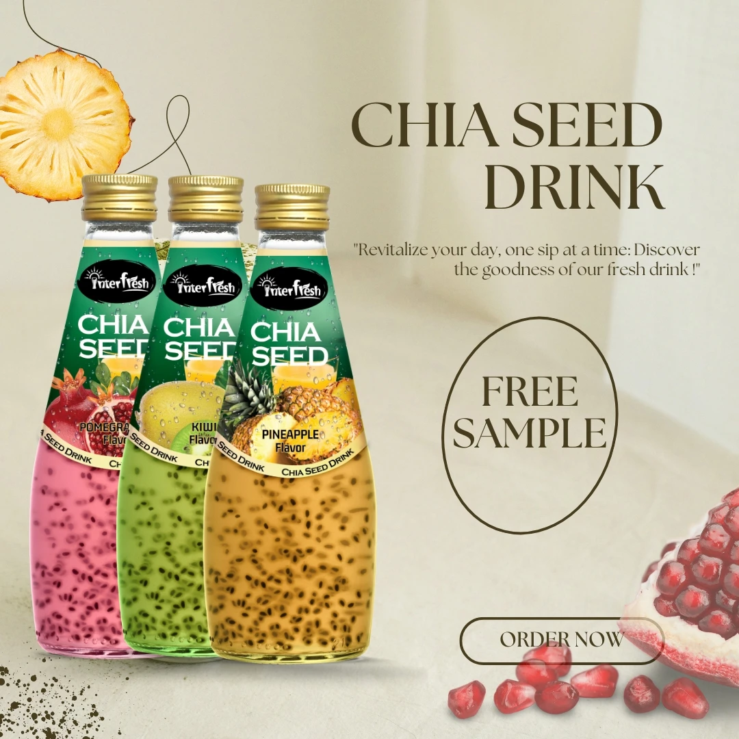 INTERFRESH Wholesale Private Label Accepted Natural Chia Basil Seed Drink Bottle 290ml from Viet Nam Free Sample  OEM HALAL