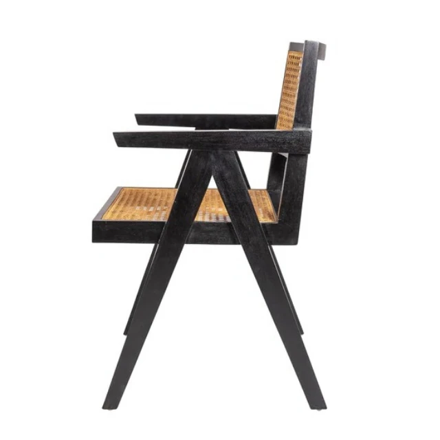 Wholesale Nordic Cane Dining Chair Rustic Hand Chair Frame Solid Wood Armchair Rattan Chair Mango Wooden Modern European