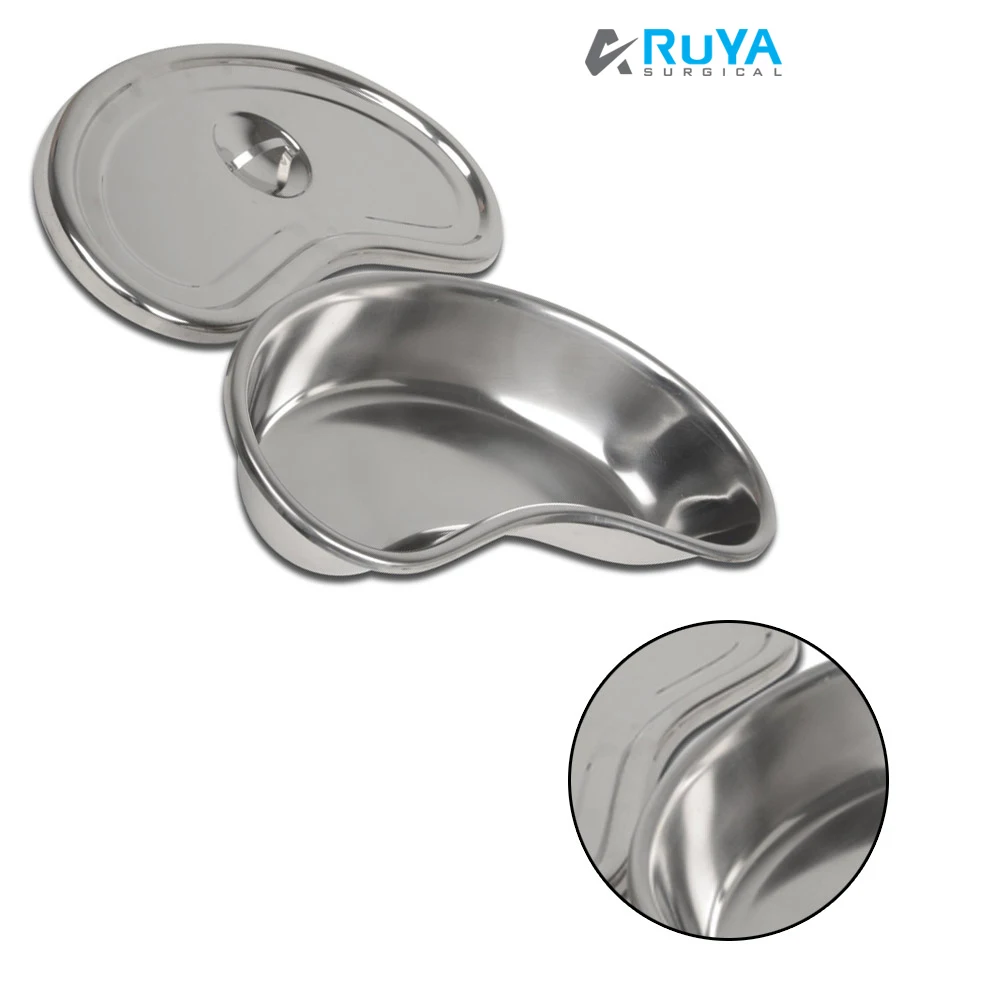 304L Stainless Steel Hospital Hollow Ware Dental Surgical KIDNEY DISH Dishes Emesis Basin With LID Cover 247x122x43 mm CE ISO