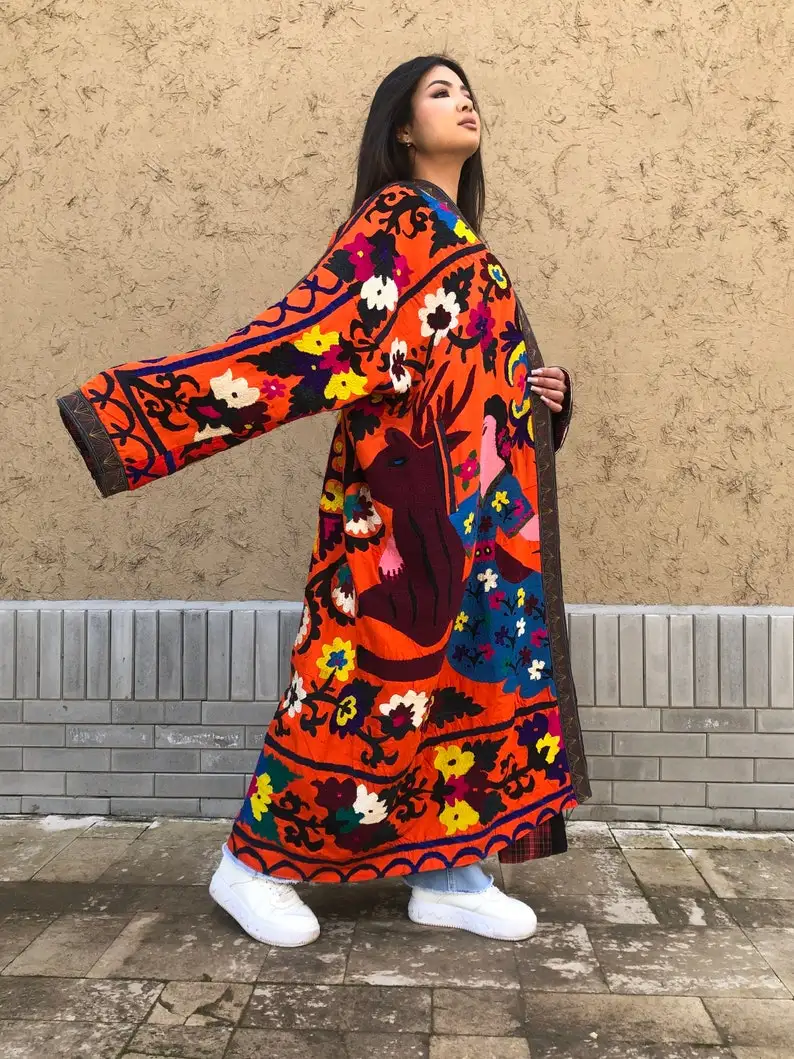 multi color sujanji jacket velvet cloth jacket long designer jackets for womens beautiful design