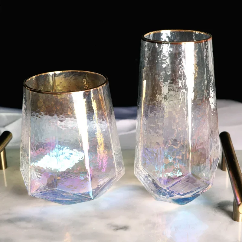 Creative Glass Wine Glasses Home Hammered Goblet Red Wine Goblet High Quality Diamond Champagne Goblet