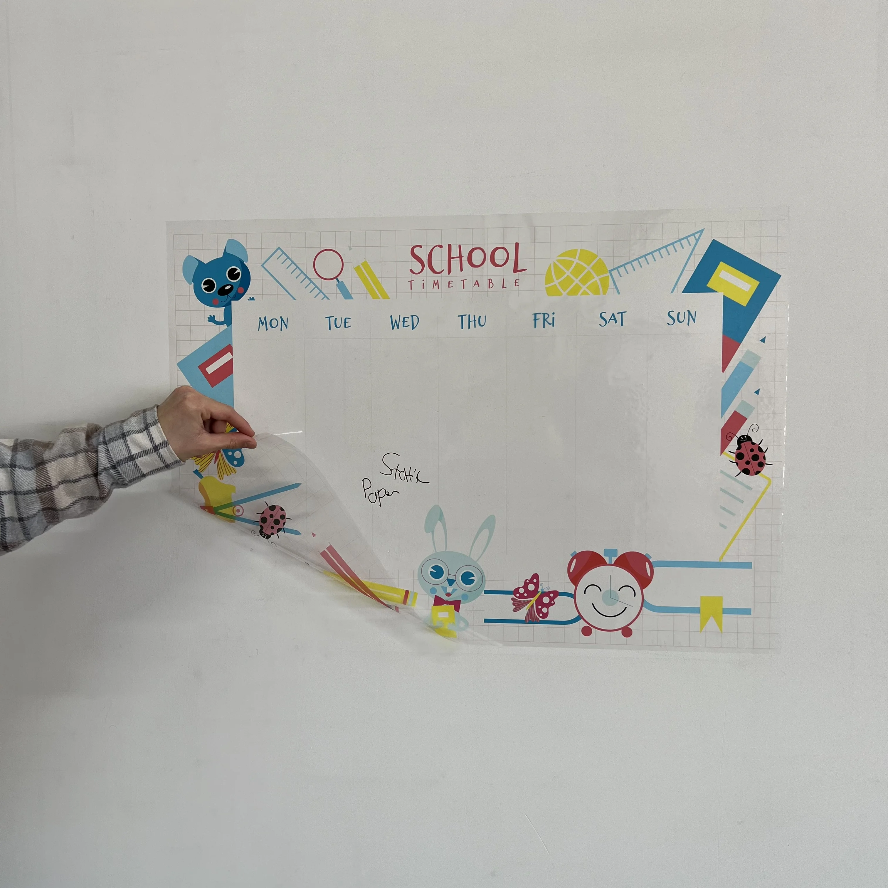 Dry Erase Lesson Planner for Students Reusable Durable Polystyrene Material Holds The Surface With Static Electricity