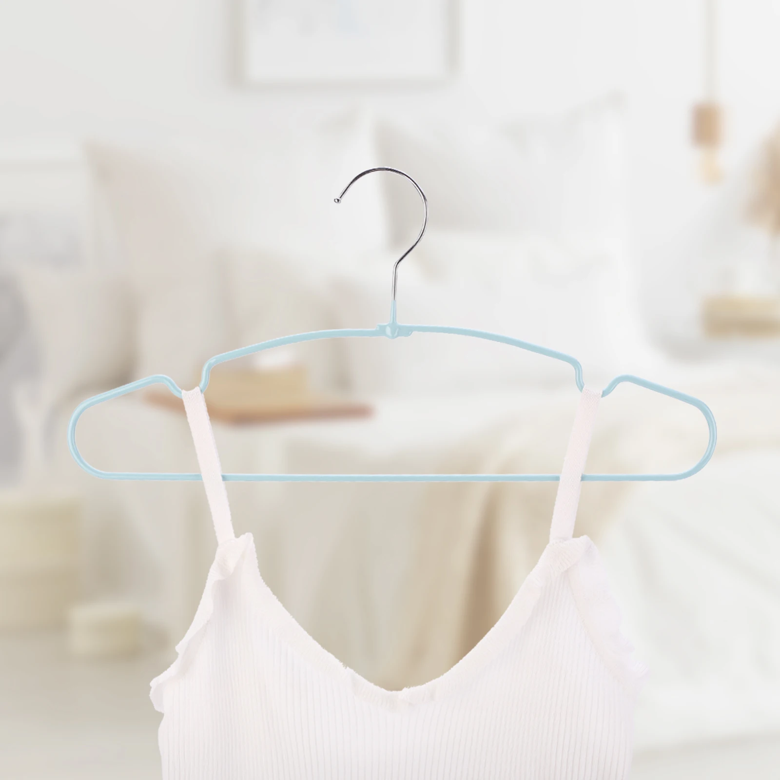 Wholesale Light Blue Non Slip Metal Impregnated Coat Hanger