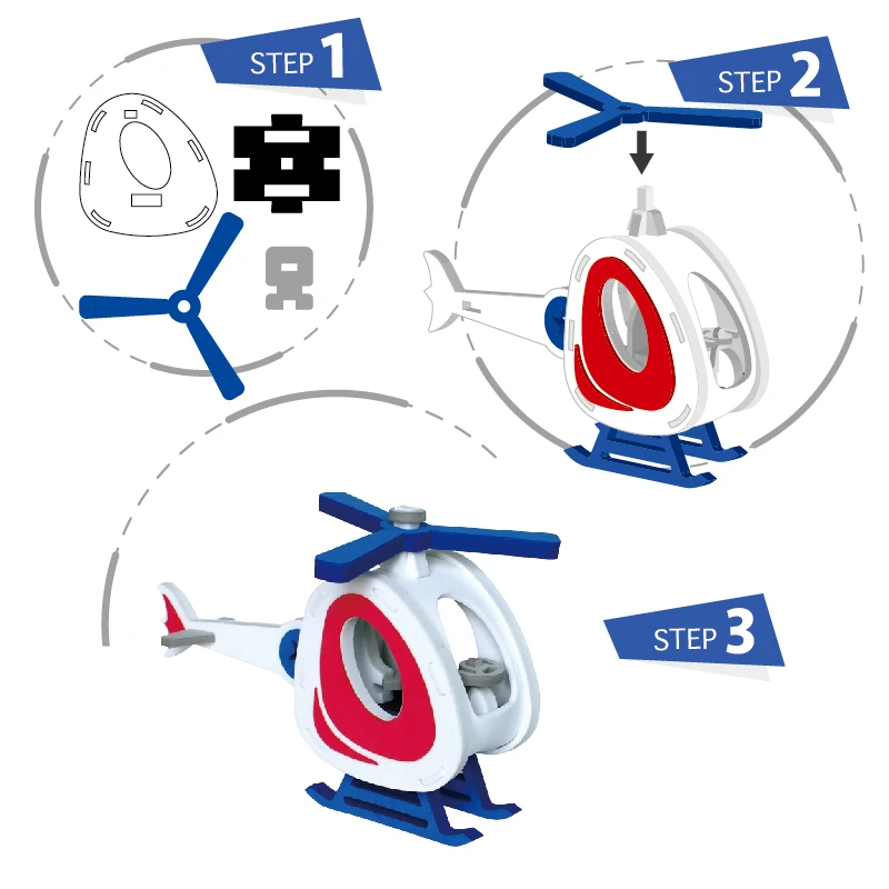 Colorful eva foam educational 3D diy toy helicopter