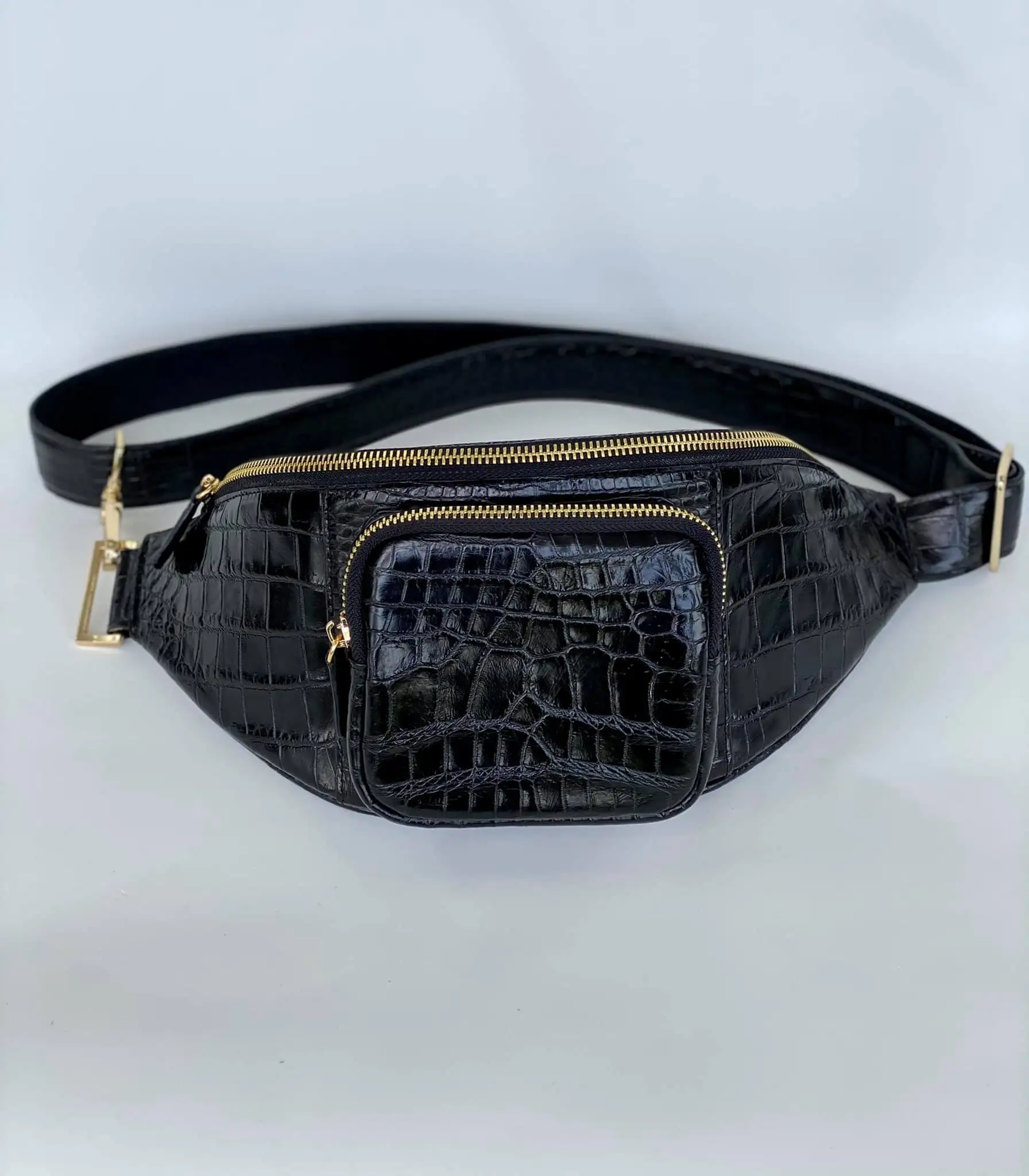 Designer Men Genuine Leather Crocodile Waist Pack Hip Belt Bag Fashion Leather Crossbody Sling Bag Fanny Pack